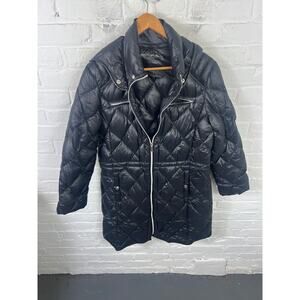 MICHAEL Michael Kors Women's Packable Hooded Puffer Down Jacket Black Size XL